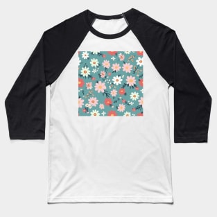 Minimalist Seamless Floral Pattern Flowers Texture Baseball T-Shirt